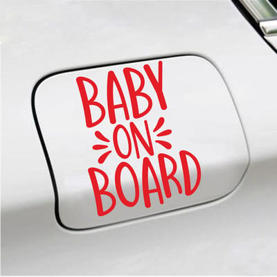 Bumpersticker - Baby On Board - 13 X 10 - Rood