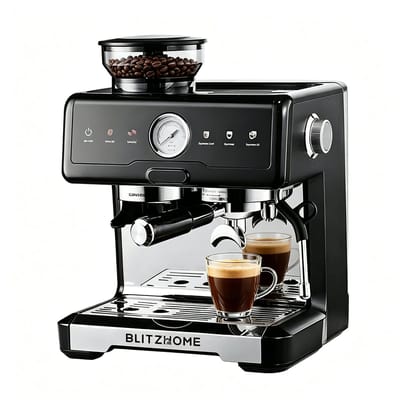 BlitzHome CM7080 Espressomachine met Koffiemolen – 20 Bar, Dual Boiler, Cold Brew & PID Temperatuurregeling – 58 mm Siebdrager