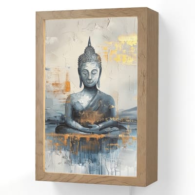 Wandlamp 20x30 cm - Oplaadbaar - Buddha - Goud - Abstract - Modern - Wandlampen binnen woonkamer - Slaapkamer lamp met kabel - Decoratieve nachtlamp - Vloerlamp snoer