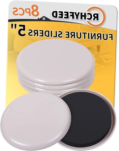 Meubelsliders voor Tapijt, 8 Stuks 127mm/5 Inch, Glijders en Pads voor Eenvoudig Verplaatsen van Zware Meubels, Rond Beige