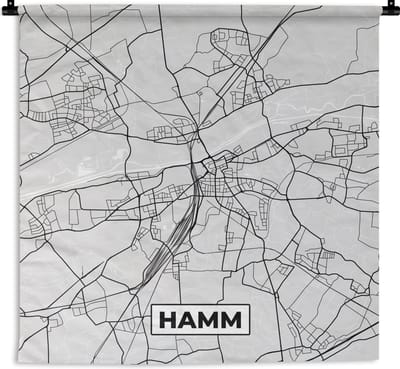 Wandkleed - Wanddoek - Plattegrond - Hamm - Kaart - Stadskaart - Duitsland - 180x180 cm - Wandtapijt
