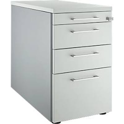 Schäfer Shop  Genius Vast ladeblok 1336, met hoekgreep, B 435 x H 717 mm, blank aluminium/lichtgrijs/beukenpatroon