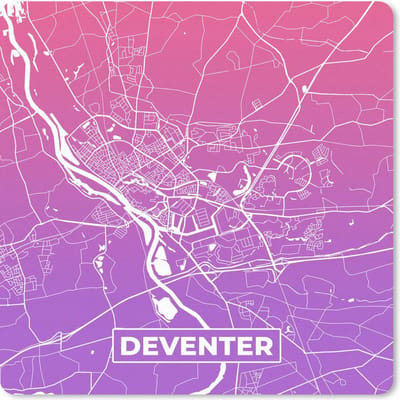 Muismat 20x20 cm - Mousepad Stadskaart - Deventer - Nederland - Muismatten