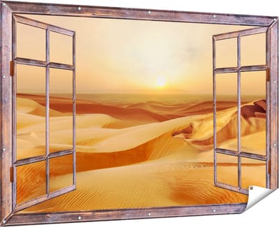 Gards Tuinposter Doorkijk Woestijn bij Zonsondergang in de Sahara - 180x120 cm - Tuindoek - Tuindecoratie - Wanddecoratie buiten - Tuinschilderij