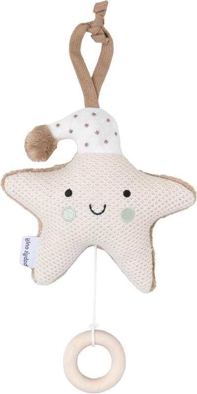 Muziekdoos Ster - Speeldoosje Baby - Baby Kalmeren - Batterijloos Mechanisme - 16 x 14 cm - Warm Linen