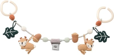 Kinderwagenketting - Speelgoed hanger - Baby entertainment - Gemaakt van biologisch katoen - 53 cm - Multicolor