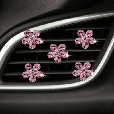 5 stuks Roze/Witte Kristallen Auto Luchtverfrisser Decoratie Clip, Auto Interieur Decoratie Accessoires