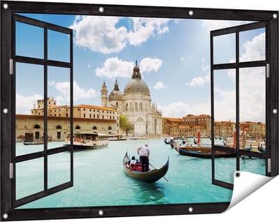 Gards Tuinposter Doorkijk Basiliek San Marco in Venetië op het Water - 120x80 cm - Tuindoek - Tuindecoratie - Wanddecoratie buiten - Tuinschilderij