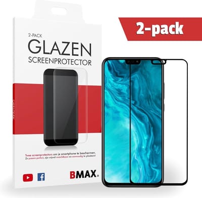 2-pack BMAX geschikt voor Honor 20 Pro Screenprotector Full Cover / Gehard glas / Beschermglas / Tempered Glass / Glasplaatje / Telefoonbescherming / Plexiglas scherm / Plexiglas - Zwart