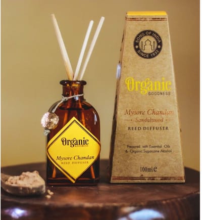 Song of India - Geurstokjes Diffuser Mysore Chandan Sandalwood (in amberkleurig glas, 100 ml) Song of India