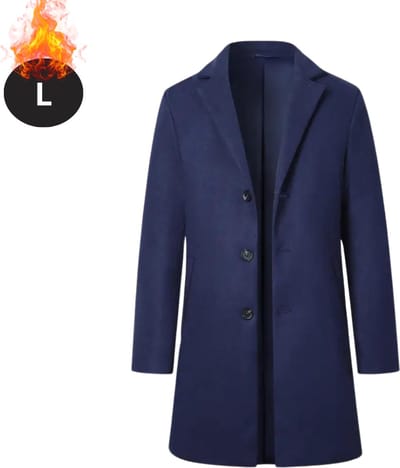 Livano Winterjas - Trenchcoat - Heren - Winter - Herfstjas - Volwassen - Stijlvol - Knopen - Marineblauw - L