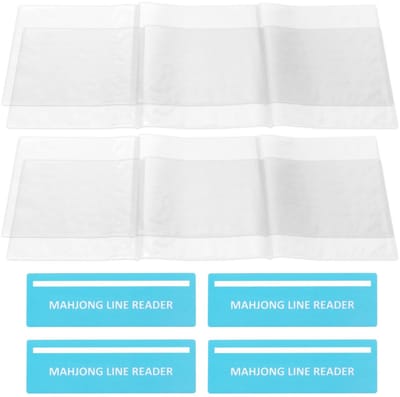 Dailygoods- Mahjong Kaarthoes Transparant - 4 Stuks - Lijnzoekers - PVC - 48 x 13,4 cm - Spelerscadeau