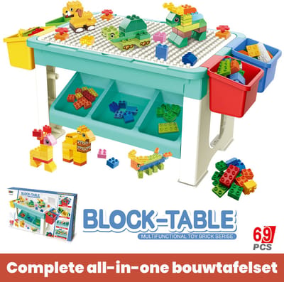 Duplo tafel - Speeltafel - Incl. 69 bouwstenen - Voor - Kinderen - Jongens - Activiteiten - Tafel - Kleuter - Bouwplaat - Grondplaat - Plaat