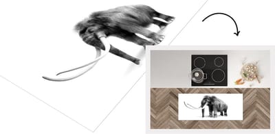 Keukenloper - Loper keuken - Illustratie van een Mammoet - zwart wit - 120x50 cm - Keukenloper vinyl