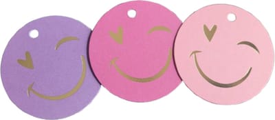 Kassaplan - 6 Cadeaulabels - Smiley - Paars - Roze