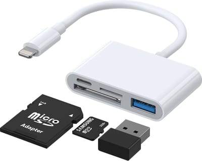 OTG Lightning-adapter - USB-A / SD / microSD Joyroom S-H142, Wit