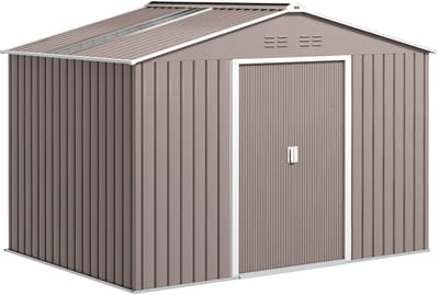 Clruro Tuinhuis - 277 x 195 x 192 cm - met schuifdeuren en afsluitbaar - Lichtgrijs