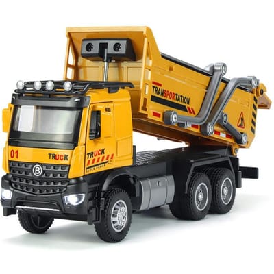 1:32 Engineering Kipper Vrachtwagen Voertuig Legering Diecast Model Simulatie Trailer Speelgoed orange