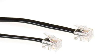 ACT Zwarte 2 meter platte telefoonkabel met RJ11 connectoren