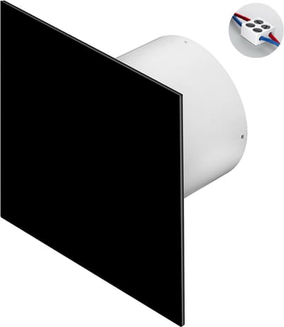 Silent badkamerventilator 100 mm - 75 m³/h - Zwart glans glazen front