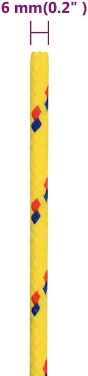 Boottouw Polypropyleen - Vastzet Touw - Watersport Gebruik - Weerbestendig Materiaal - 6 mm 100 m - Geel
