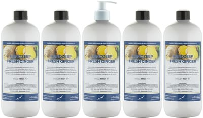 Handzeep Fresh Ginger 1 liter - set van 5 stuks - met gratis pomp - Voordeelverpakking