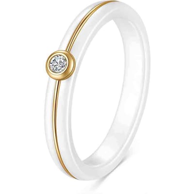 4MM Luxe Zirconium Keramische Zwart Witte Ring Voor Vrouwen Vinger Sieraden Bruiloft Verloving Accessoires Cadeau 8 white