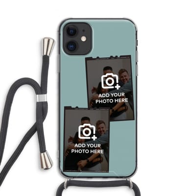 Gepersonaliseerd - Case Company® - Hoesje met koord geschikt voor iPhone 11 hoesje met Koord - Polaroid Zwart - Telefoonhoesje met Zwart Koord - Extra Bescherming aan alle Kanten en Over de Schermrand