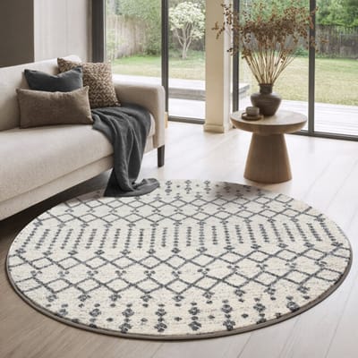 Muratap Rond boho nomade | laagpolig vloerkleed | modern tapijt | woonkamer, slaapkamer