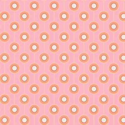 Retro behang Profhome 395373-GU vliesbehang hardvinyl warmdruk in reliëf licht gestructureerd met geometrische vormen mat roze pasteloranje beige crèmewit 4,5 m2