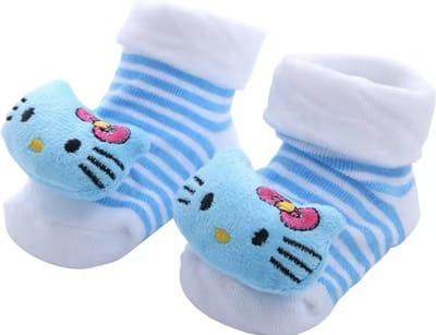 Super schattige babysokken - Baby Sokken - New born sokken - Kraamcadeau voor Jongen of Meisje - Babyshower Cadeau - Kraammand - Kat - Katjes - Lichtblauw