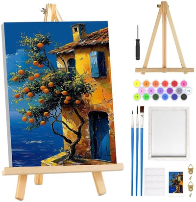Dailygoods- Landschapsschilderij met Lijst - Schilderen op Nummer Volwassenen - Doe-het-zelf Kunstnummer - Creatieve Vrije Tijd - 20 x 30 cm - Voor Beginners
