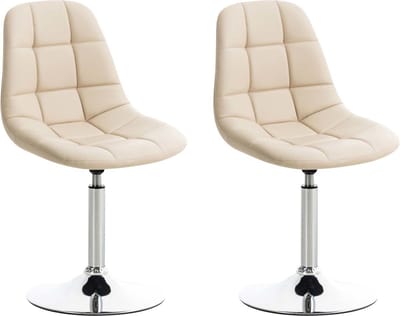 CLP Emil Set van 2 eetkamerstoelen - Kunstleer creme