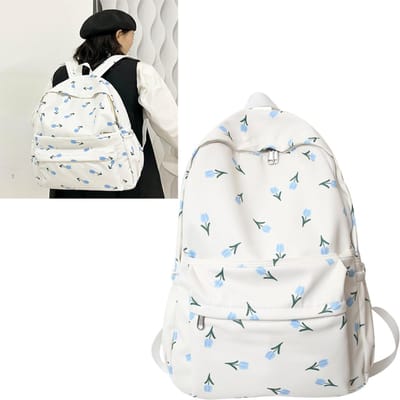 KZQ Schattige rugzak met orchideeënprint lichtgewicht nylon grote opbergcapaciteit laptoprugzak handbags schooltas meisje voor school en dagje uit
