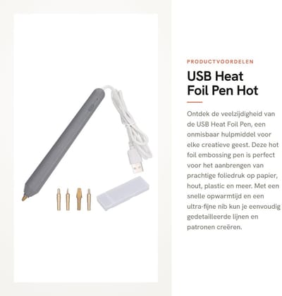 Dailygoods - Hot Heated Foil Pen Set - USB Foil Stamping en Embossing Tool - Creatieve Projecten - Voor Hobbymakers - Mooie Afdrukken - Geschikt voor...