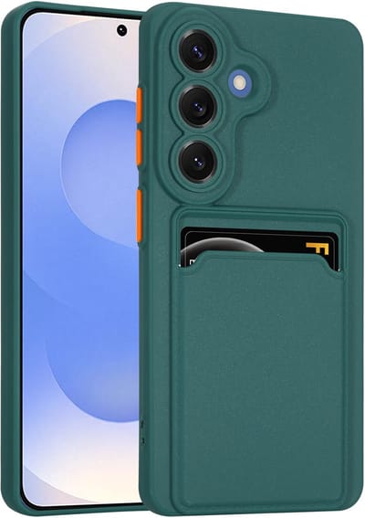 ShieldCase Siliconen Hoesje met Pasjeshouder - Geschikt voor Samsung Galaxy S26 - TPU Backcover - Card Slot - Donkergroen - Dark Green