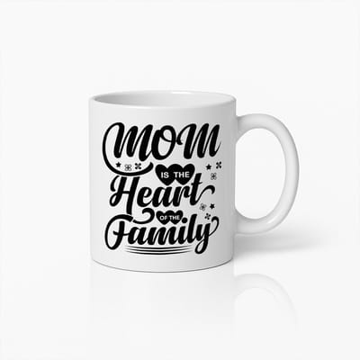 Koffiemok 330ml – "Mama is het hart van de familie" – Moederdag Cadeau, Verjaardagscadeau, Bedank Mok