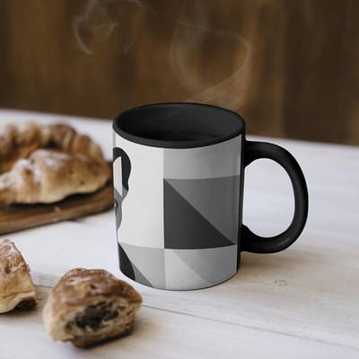 Magische Mok - Foto op Warmte Mokken - Koffiemok - Buldog - Zwart - Abstract - Vlakken - Magic Mok - Beker - 350 ML - Theemok
