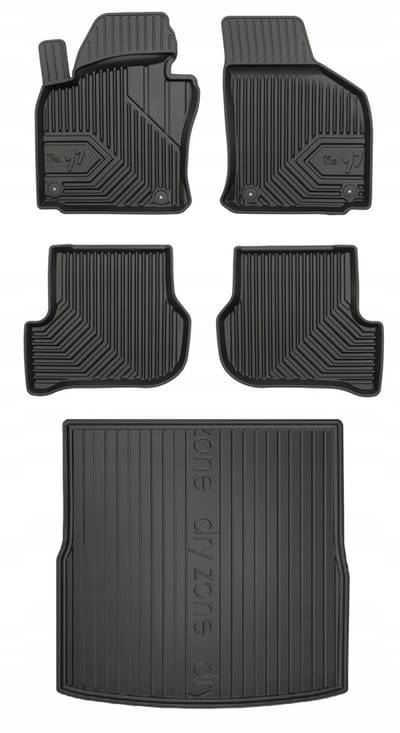 Frogum 77 & DryZone - Automattenset en Kofferbakmat - Geschikt voor Volkswagen Golf VI Variant (2008-2016) - Laser-fit Pasvorm - TPE Rubber - Geurloos