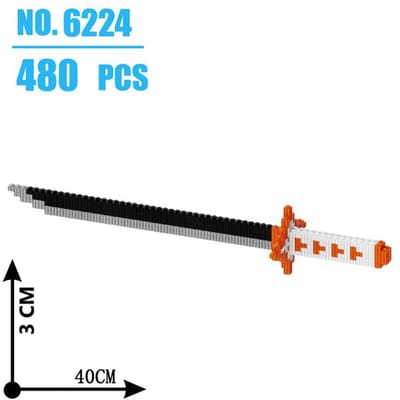 480 Pièces Blocs de Construction Épée de Samouraï Lame de Ninja Katana Anime Japonais Papillon Couteau Nichirin Briques Jouets Pour Enfants Adultes black