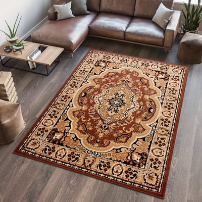 Tapiso Atlas PP Vloerkleed Bruin Oosters Woonkamer Tapijt Maat- 60x100