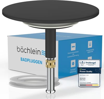 Universele Afvoerplug voor Bad - Matzwart met Vervangdichting - Geschikt voor Standaard Badafvoeren