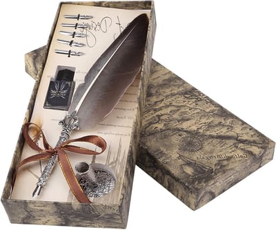 Elegante Vintage Vulpen Set met 5 Reserve Nibben, Calligraphy Pen en Veer voor Schrijven en Creatieve Projecten