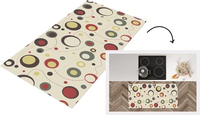 Keukenloper - Loper keuken - Cirkel - Lijn - Design - 120x60 cm - Keukenloper vinyl