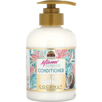 Okay Pure Naturals, Miami South Beach Curl, Coconut Curl Enhancer Conditioner, 12 oz (354.8 ml) white