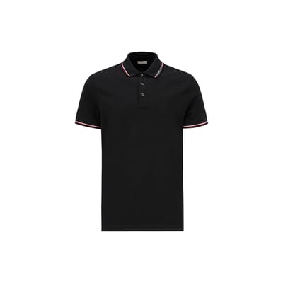 Moncler FW22 Gestreept Logo Korte Mouw Polo Shirt Heren tops Zwart H20918A0001284556999 S black