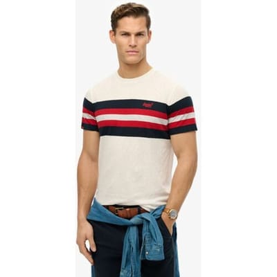 Superdry Essentials T-shirt met Strepen Wit Grootte: L