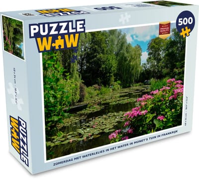 Puzzel Zomerdag met waterlelies in het water in Monet's tuin in Frankrijk - Legpuzzel - Puzzel 500 stukjes