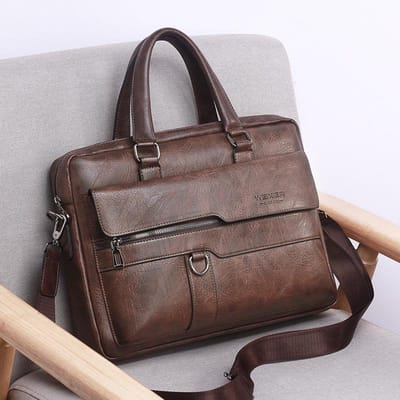 WEIXIER Business sac à bandoulière hommes Messenger sac Vintage en cuir PU sac à bandoulière pour homme mode décontracté homme sacs à main porte-documents One size brun foncé