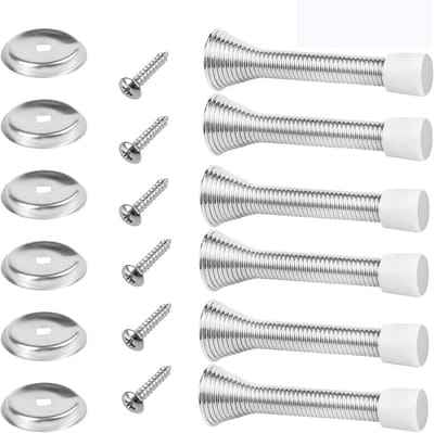 Metalen Deurstopper 6-Pack | Wandmontage | Rubber Bumper voor Bescherming van Muren en Deuren | Duurzaam en Kostenefficiënt